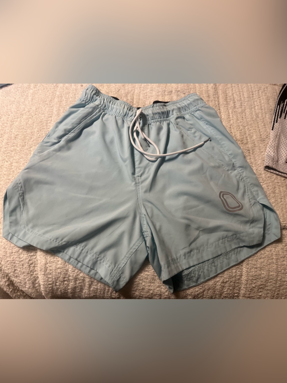 Light Blue Men's Athletic Shorts with Drawstring Waist